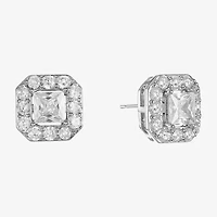 Monet Jewelry Timeless Silver Tone Cubic Zirconia 11mm Square Stud Earrings