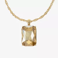Monet Jewelry Gold Tone Womens Brown Glass Rectangular 17 Inch Pendant Necklace