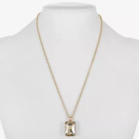 Monet Jewelry Gold Tone Womens Brown Glass Rectangular 17 Inch Pendant Necklace