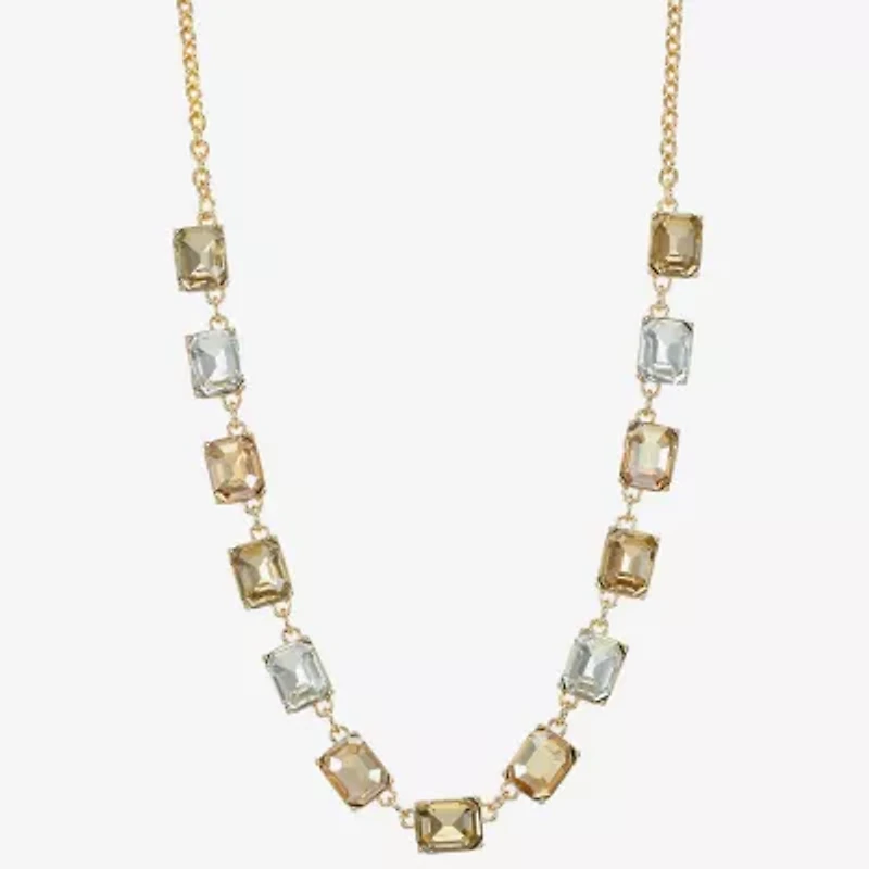 Monet Jewelry Gold Tone Womens Brown 18 Inch Collar Necklace
