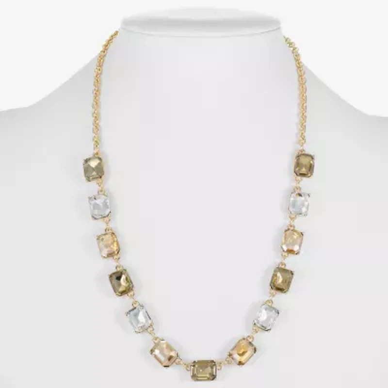 Monet Jewelry Gold Tone Womens Brown 18 Inch Collar Necklace