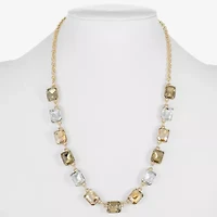 Monet Jewelry Gold Tone Womens Brown 18 Inch Collar Necklace
