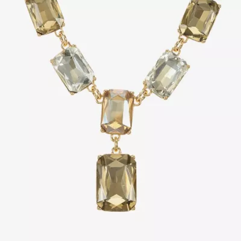 Monet Jewelry Gold Tone Womens Brown Glass 18 Inch Y Necklace
