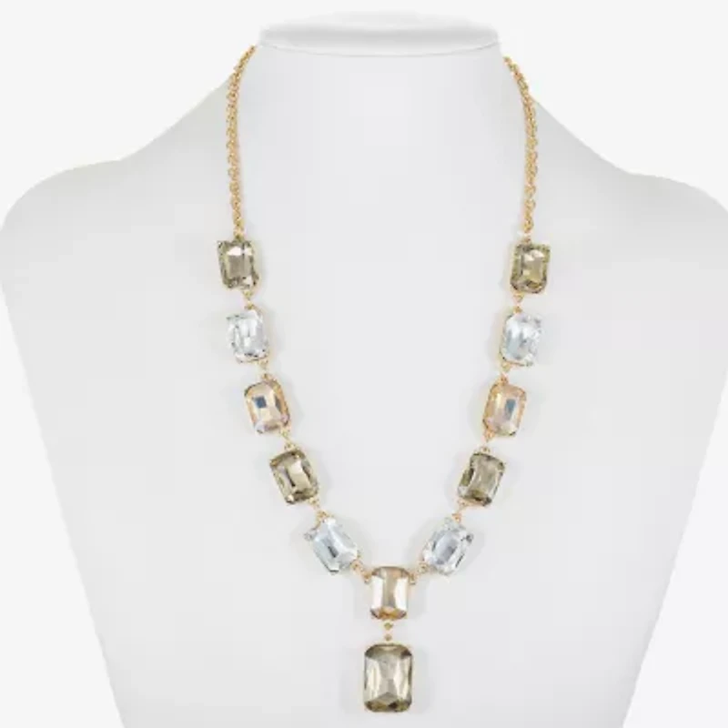 Monet Jewelry Gold Tone Womens Brown Glass 18 Inch Y Necklace