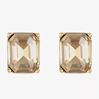 Monet Jewelry Gold Tone Brown Glass 10.5mm Rectangular Stud Earrings