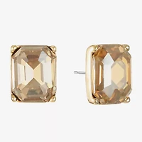 Monet Jewelry Gold Tone Brown Glass 10.5mm Rectangular Stud Earrings