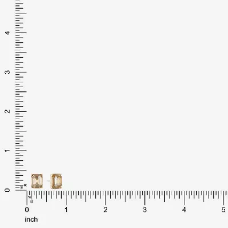 Monet Jewelry Gold Tone Brown Glass 10.5mm Rectangular Stud Earrings