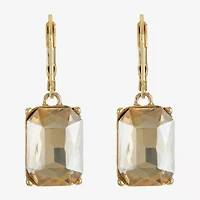 Monet Jewelry Gold Tone Womens Brown Glass Rectangular Drop Earrings