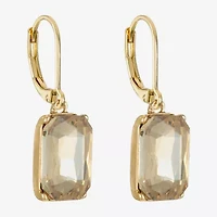 Monet Jewelry Gold Tone Womens Brown Glass Rectangular Drop Earrings