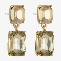 Monet Jewelry Gold Tone Womens Brown Glass Rectangular Hypoallergenic Drop Earrings