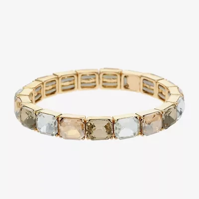 Monet Jewelry Gold Tone Womens Brown Glass Rectangular Stretch Bracelet