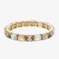 Monet Jewelry Gold Tone Womens Brown Glass Rectangular Stretch Bracelet