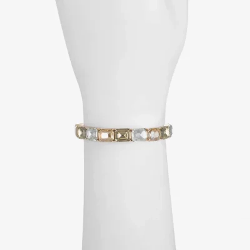 Monet Jewelry Gold Tone Womens Brown Glass Rectangular Stretch Bracelet