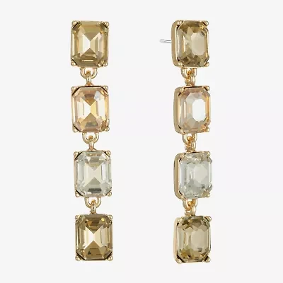 Monet Jewelry Gold Tone Womens Brown Glass Rectangular Hypoallergenic Drop Earrings