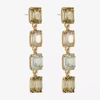 Monet Jewelry Gold Tone Womens Brown Glass Rectangular Hypoallergenic Drop Earrings