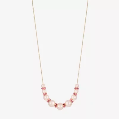 Monet Jewelry Gold Tone & Pink Womens 17 Inch Collar Necklace