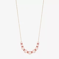 Monet Jewelry Gold Tone & Pink Womens 17 Inch Collar Necklace