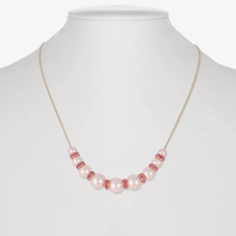 Monet Jewelry Gold Tone & Pink Womens 17 Inch Collar Necklace