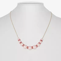 Monet Jewelry Gold Tone & Pink Womens 17 Inch Collar Necklace
