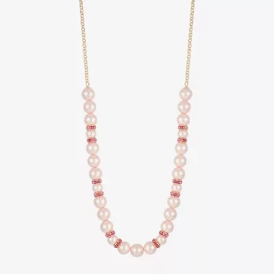 Monet Jewelry Gold Tone & Pink Womens 17 Inch Collar Necklace