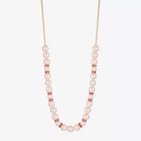Monet Jewelry Gold Tone & Pink Womens 17 Inch Collar Necklace