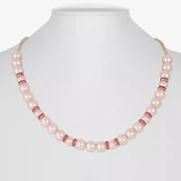 Monet Jewelry Gold Tone & Pink Womens 17 Inch Collar Necklace