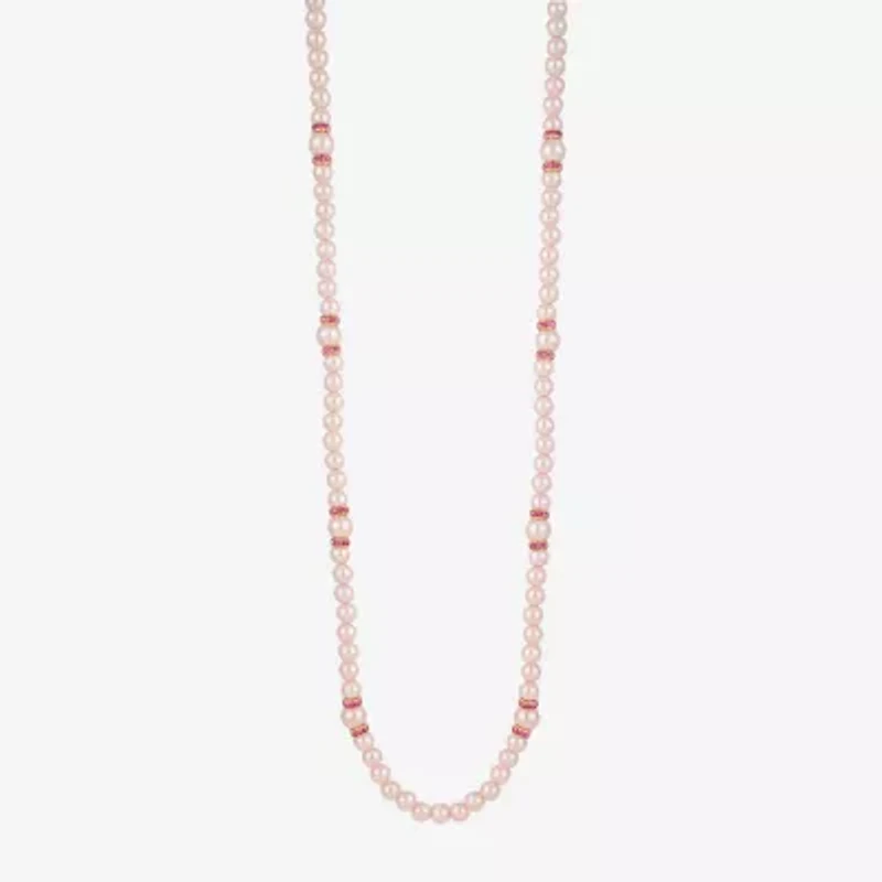 Monet Jewelry Gold Tone & Pink Womens Glass 36 Inch Strand Necklace