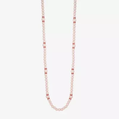 Monet Jewelry Gold Tone & Pink Womens Glass 36 Inch Strand Necklace