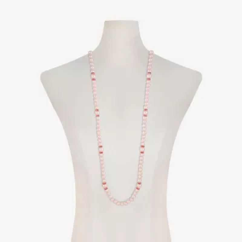 Monet Jewelry Gold Tone & Pink Womens Glass 36 Inch Strand Necklace
