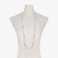 Monet Jewelry Gold Tone & Pink Womens Glass 36 Inch Strand Necklace