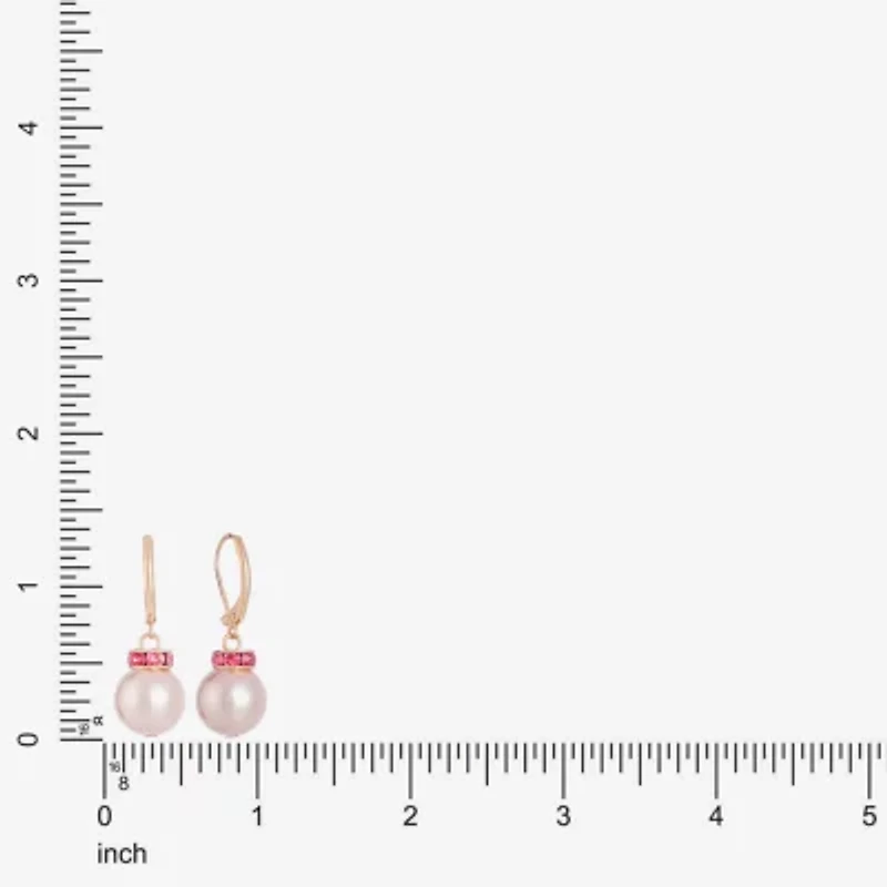 Monet Jewelry Gold Tone & Pink Womens Glass Simulated Pearl Drop Earrings