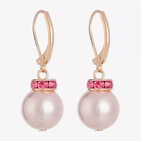 Monet Jewelry Gold Tone & Pink Womens Glass Simulated Pearl Drop Earrings