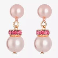 Monet Jewelry Gold Tone & Pink Womens Glass Simulated Pearl Hypoallergenic Drop Earrings