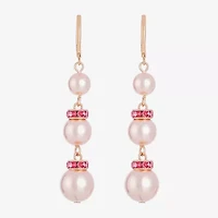 Monet Jewelry Gold Tone & Pink Womens Glass Simulated Pearl Drop Earrings