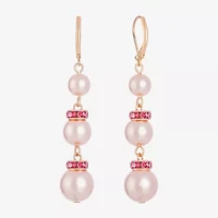 Monet Jewelry Gold Tone & Pink Womens Glass Simulated Pearl Drop Earrings