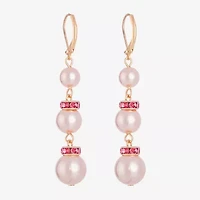 Monet Jewelry Gold Tone & Pink Womens Glass Simulated Pearl Drop Earrings