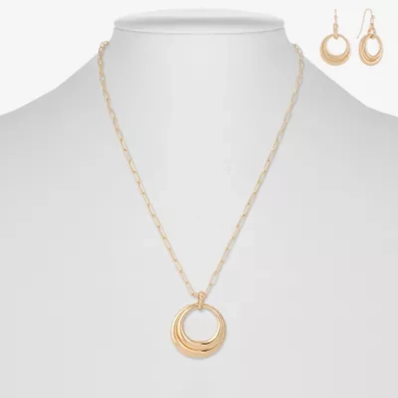 Liz Claiborne Orbital Pendant Necklace & Drop Earring Womens 2-pc. Jewelry Set