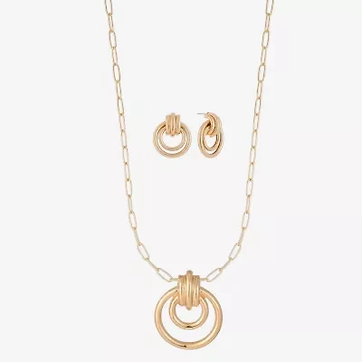 Liz Claiborne Orbital Pendant Necklace & Drop Earring Womens Hypoallergenic 2-pc. Jewelry Set