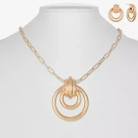 Liz Claiborne Orbital Pendant Necklace & Drop Earring Womens Hypoallergenic 2-pc. Jewelry Set