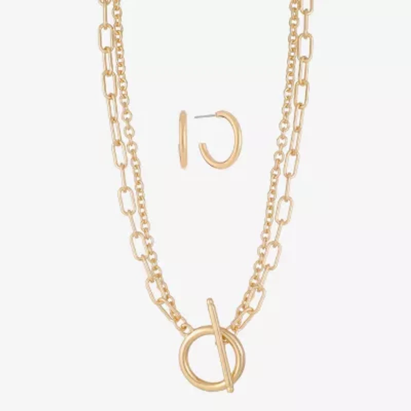 Liz Claiborne Toggle Chain Necklace & Drop Earring Womens Hypoallergenic 2-pc. Jewelry Set
