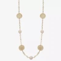 Liz Claiborne Gold Tone Raffia Womens 36 Inch Strand Necklace