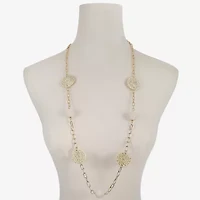 Liz Claiborne Gold Tone Raffia Womens 36 Inch Strand Necklace