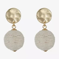 Liz Claiborne Gold Tone Hammered Raffia Womens Round Hypoallergenic Drop Earrings
