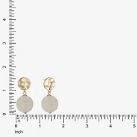 Liz Claiborne Gold Tone Hammered Raffia Womens Round Hypoallergenic Drop Earrings