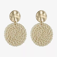 Liz Claiborne Gold Tone Hammered Raffia Womens Round Hypoallergenic Drop Earrings