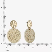 Liz Claiborne Gold Tone Hammered Raffia Womens Round Hypoallergenic Drop Earrings