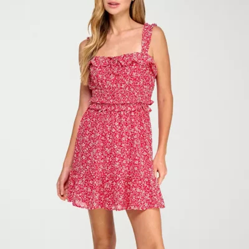 City Triangle Womens Juniors Floral Fit + Flare Dress