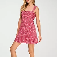 City Triangle Womens Juniors Floral Fit + Flare Dress