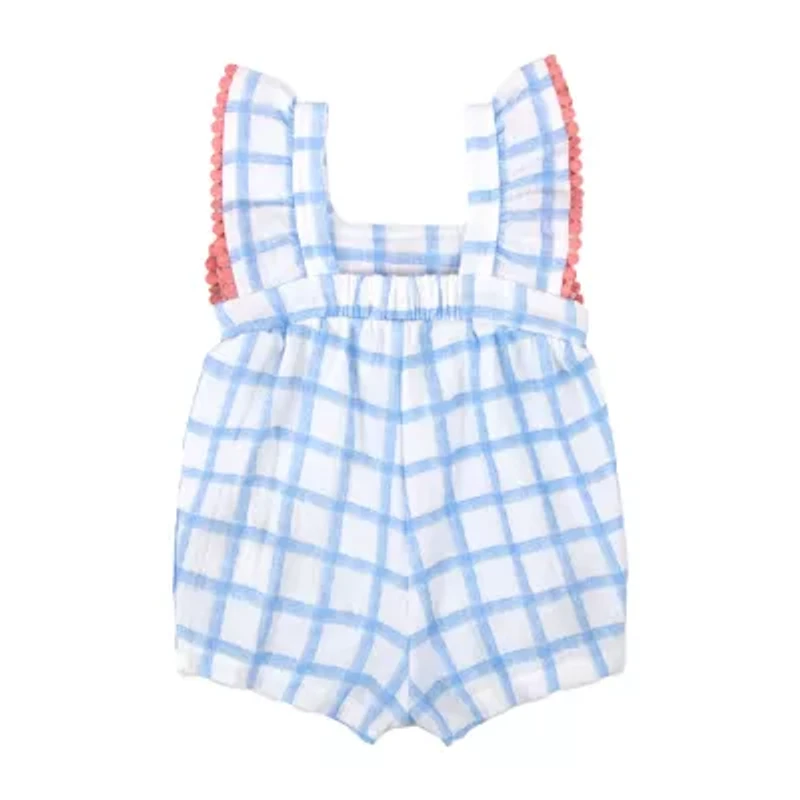 Baby Essentials Girls Sleeveless Windowpane 2-pc. Romper