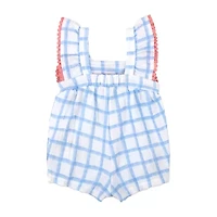 Baby Essentials Girls Sleeveless Windowpane 2-pc. Romper